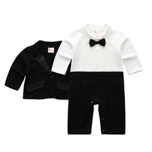 Load image into Gallery viewer, New Born Baby Boys Gentleman Bow Black Tie Suit Set | Long Sleeve | Jumpsuit | Rompers | Marry dresses | Fashion Address