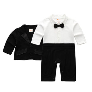 New Born Baby Boys Gentleman Bow Black Tie Suit Set | Long Sleeve | Jumpsuit | Rompers | Marry dresses | Fashion Address