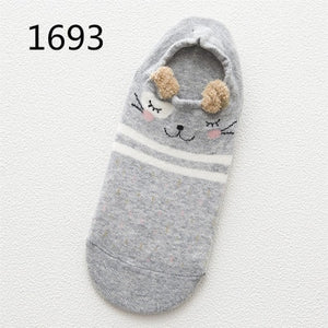 SP&CITY Cute Animal Cotton Socks Female Kawaii Cat With Dog Summer Short Socks Slippers Women Casual Soft Funny Boat Socks - Fashion Address