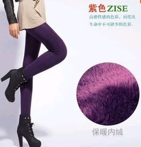 High Elastic Waist Winter Plus Velvet Thicken Women's Warm Pants Warm Super Elastic Faux Velvet Winter Thick Slim Leggings - Fashion Address