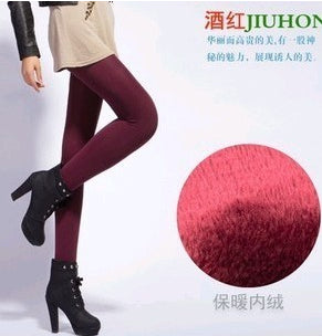 High Elastic Waist Winter Plus Velvet Thicken Women's Warm Pants Warm Super Elastic Faux Velvet Winter Thick Slim Leggings - Fashion Address