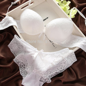 Fashion fashion lace sexy thin deep V-neck push up underwear hot-selling vintage solid color bra set - Fashion Address