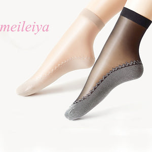 MEILEIYA 10 Pairs/ Lot New Velvet Silk Womens Socks Cotton Bottom Soft Non Slip Sole Massage Wicking Slip-resistant Autumn Sock - Fashion Address