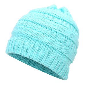 Ponytail Beanie Hat Winter Skullies Beanies Warm Caps Female Knitted Stylish Hats For Ladies Fashion - Fashion Address