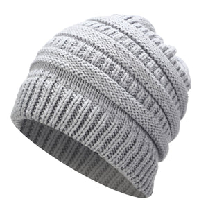 Ponytail Beanie Hat Winter Skullies Beanies Warm Caps Female Knitted Stylish Hats For Ladies Fashion - Fashion Address