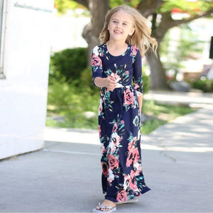 COSPOT Mother and Daughter Long Dress Mom and Little Girl Floral Dresses Women Party Princess Family Matching Dress 2019 New D43