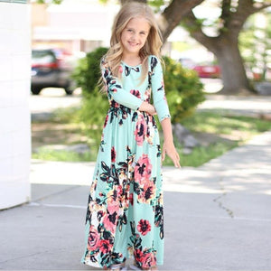 COSPOT Mother and Daughter Long Dress Mom and Little Girl Floral Dresses Women Party Princess Family Matching Dress 2019 New D43