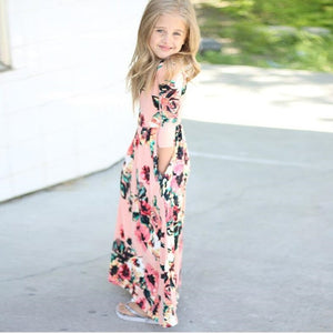 COSPOT Mother and Daughter Long Dress Mom and Little Girl Floral Dresses Women Party Princess Family Matching Dress 2019 New D43